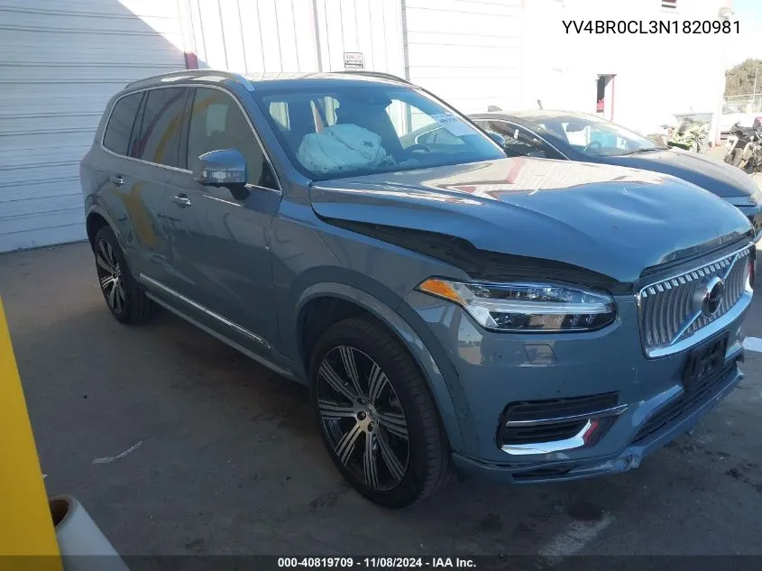 2022 Volvo Xc90 Recharge Plug-In Hybrid T8 Inscription 7 Passenger VIN: YV4BR0CL3N1820981 Lot: 40819709