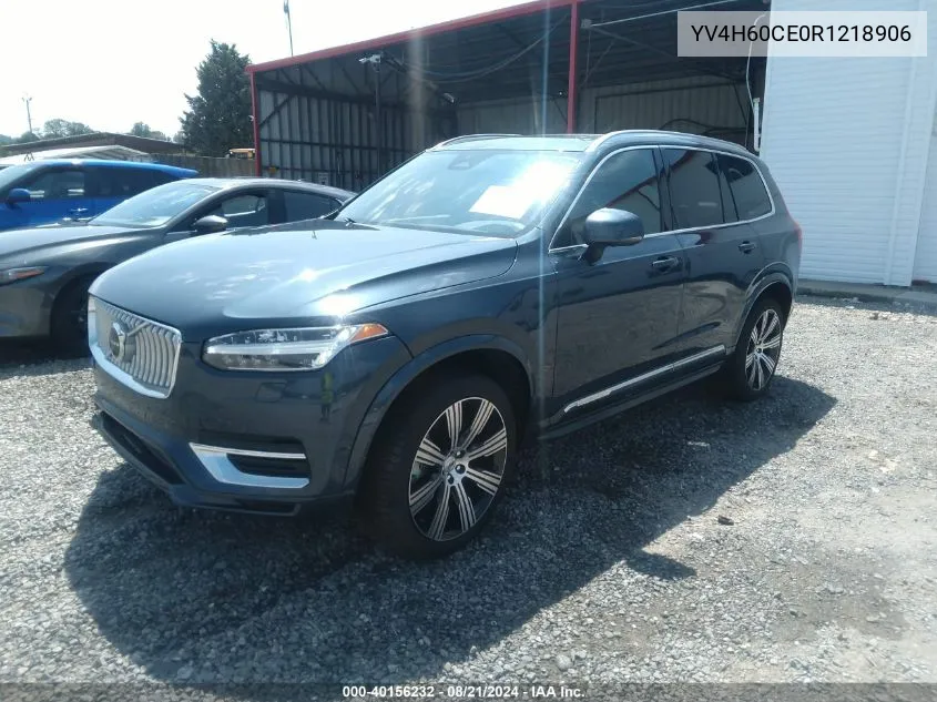 2024 Volvo Xc90 Recharge Plug-In Hybrid T8 Plus Bright Theme 7-Seater VIN: YV4H60CE0R1218906 Lot: 40156232