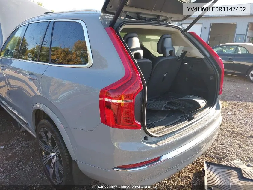 2024 Volvo Xc90 Recharge Plug-In Hybrid T8 Plus 6-Seater VIN: YV4H60LE0R1147402 Lot: 40229027