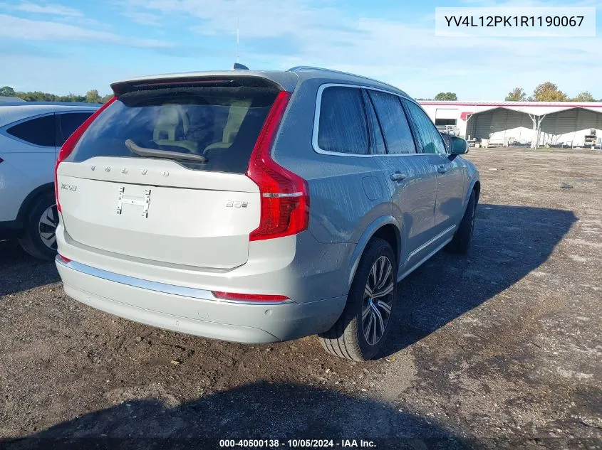 2024 Volvo Xc90 B5 Core Bright Theme VIN: YV4L12PK1R1190067 Lot: 40500138