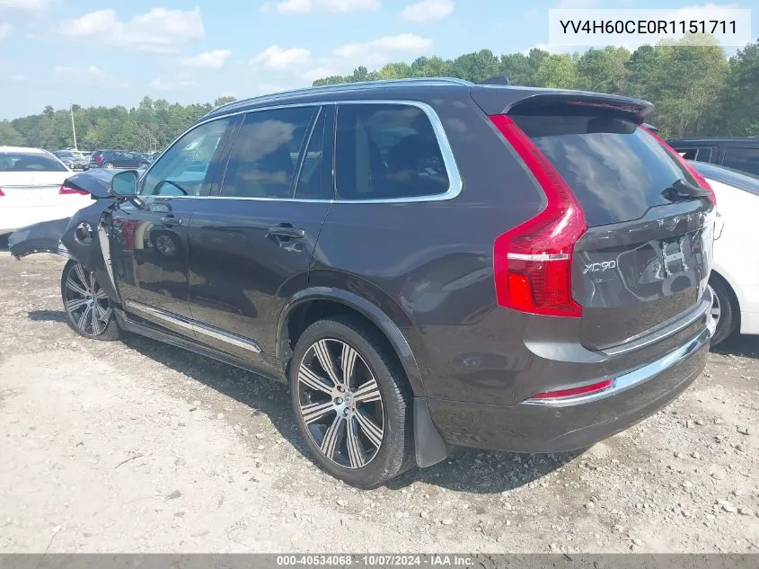 2024 Volvo Xc90 Recharge Plug-In Hybrid T8 Plus Bright Theme 7-Seater VIN: YV4H60CE0R1151711 Lot: 40534068