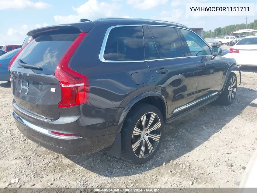 2024 Volvo Xc90 Recharge Plug-In Hybrid T8 Plus Bright Theme 7-Seater VIN: YV4H60CE0R1151711 Lot: 40534068