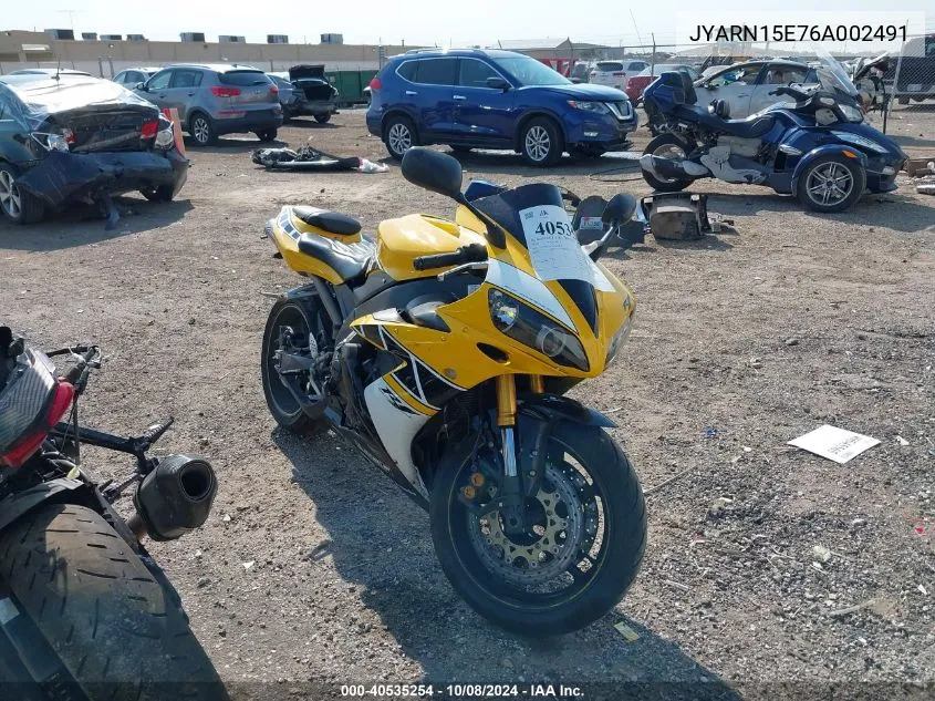 2006 Yamaha Yzfr1 VIN: JYARN15E76A002491 Lot: 40535254