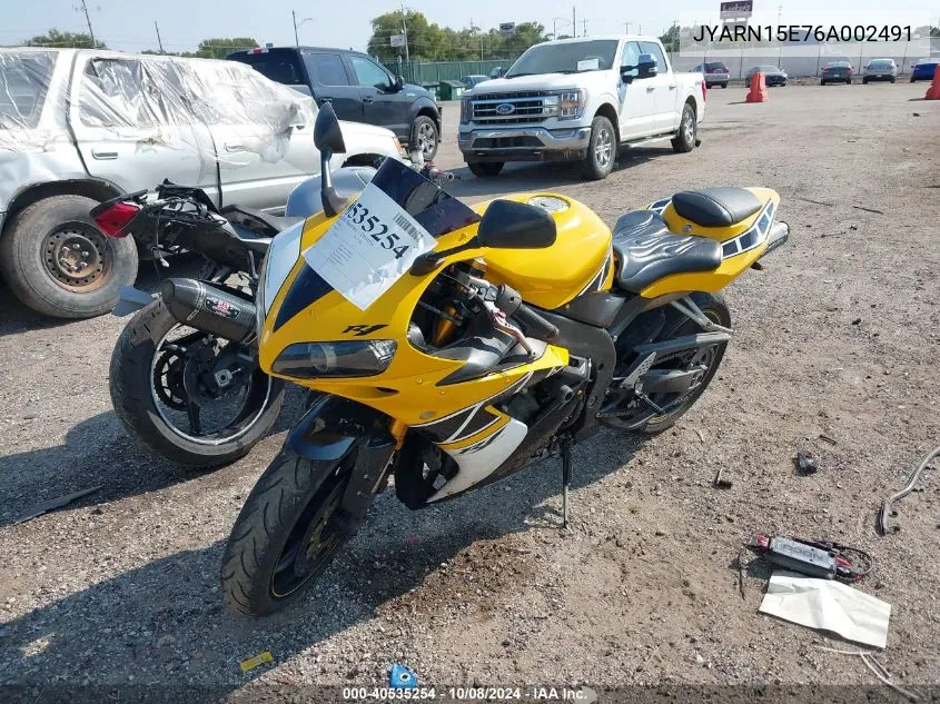 2006 Yamaha Yzfr1 VIN: JYARN15E76A002491 Lot: 40535254