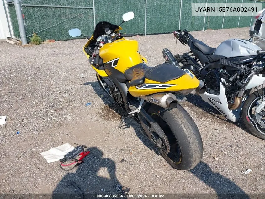 2006 Yamaha Yzfr1 VIN: JYARN15E76A002491 Lot: 40535254