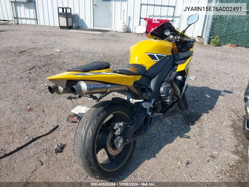 2006 Yamaha Yzfr1 VIN: JYARN15E76A002491 Lot: 40535254