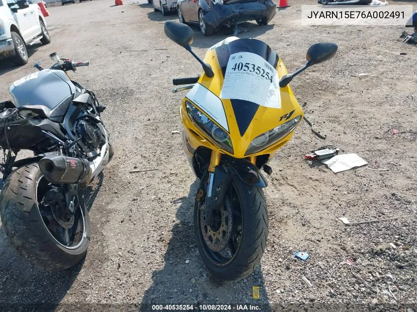 2006 Yamaha Yzfr1 VIN: JYARN15E76A002491 Lot: 40535254