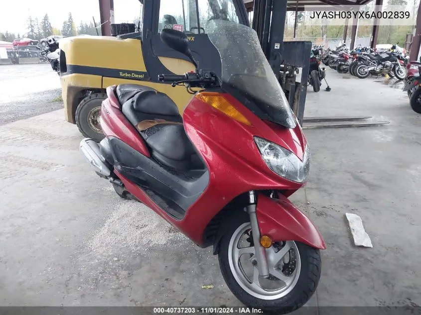 2006 Yamaha Yp400 VIN: JYASH03YX6A002839 Lot: 40737203