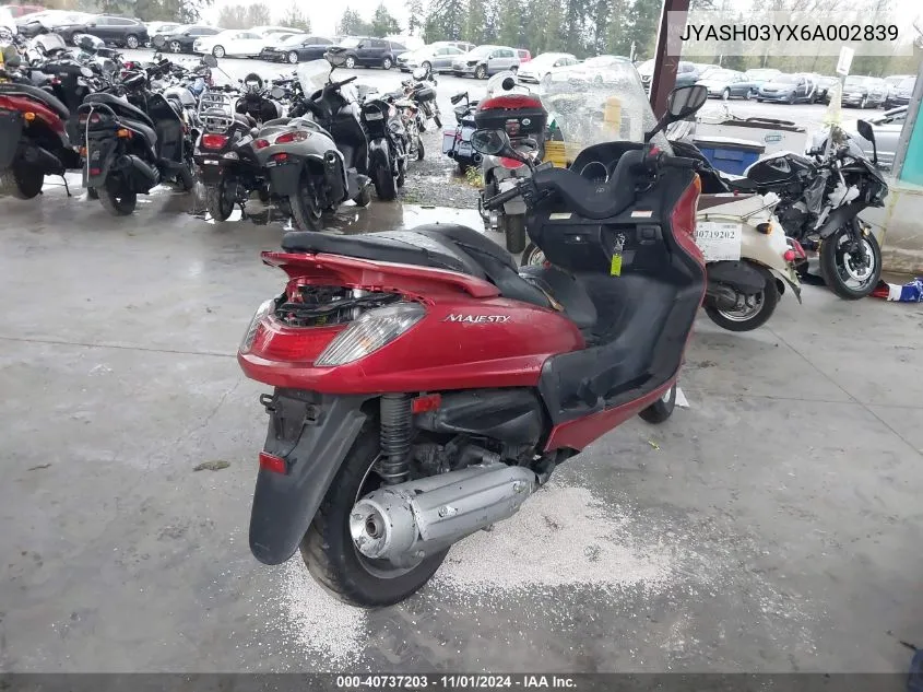 2006 Yamaha Yp400 VIN: JYASH03YX6A002839 Lot: 40737203