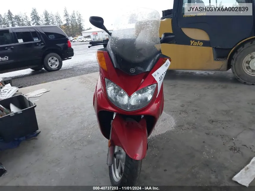 2006 Yamaha Yp400 VIN: JYASH03YX6A002839 Lot: 40737203