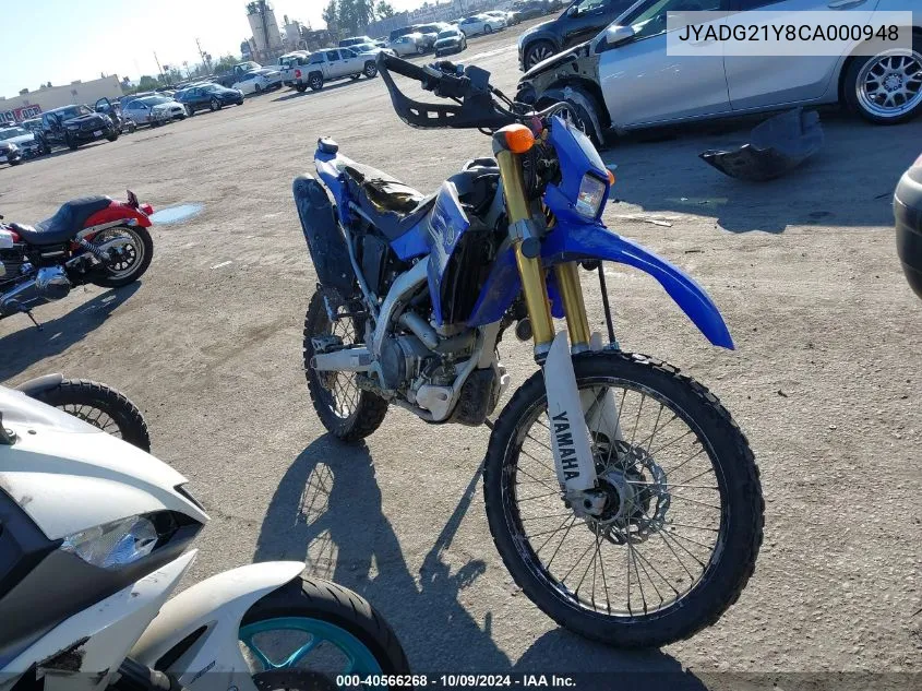 2012 Yamaha Wr250 Rc VIN: JYADG21Y8CA000948 Lot: 40566268