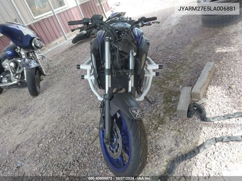 2020 Yamaha Mt07 VIN: JYARM27E5LA006881 Lot: 40509972