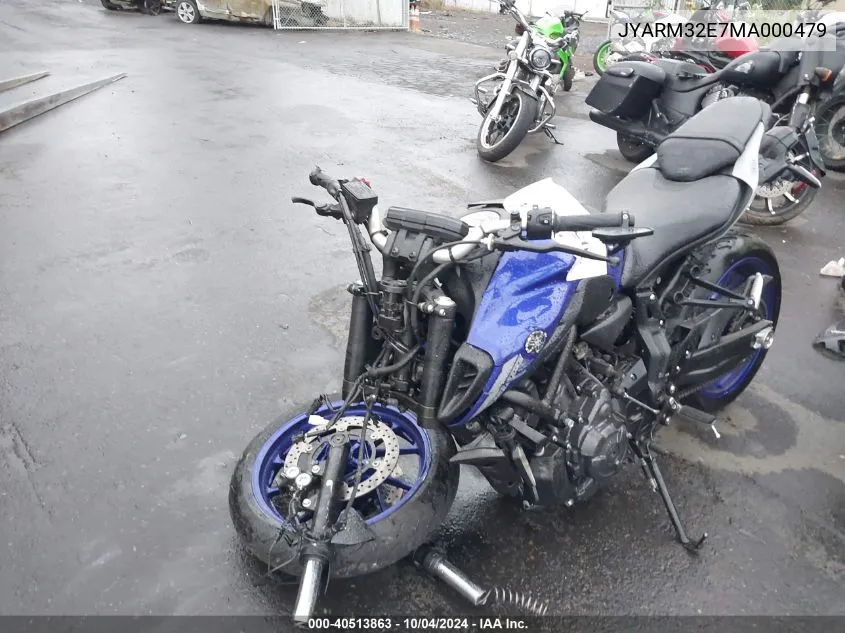 2021 Yamaha Mt07 VIN: JYARM32E7MA000479 Lot: 40513863