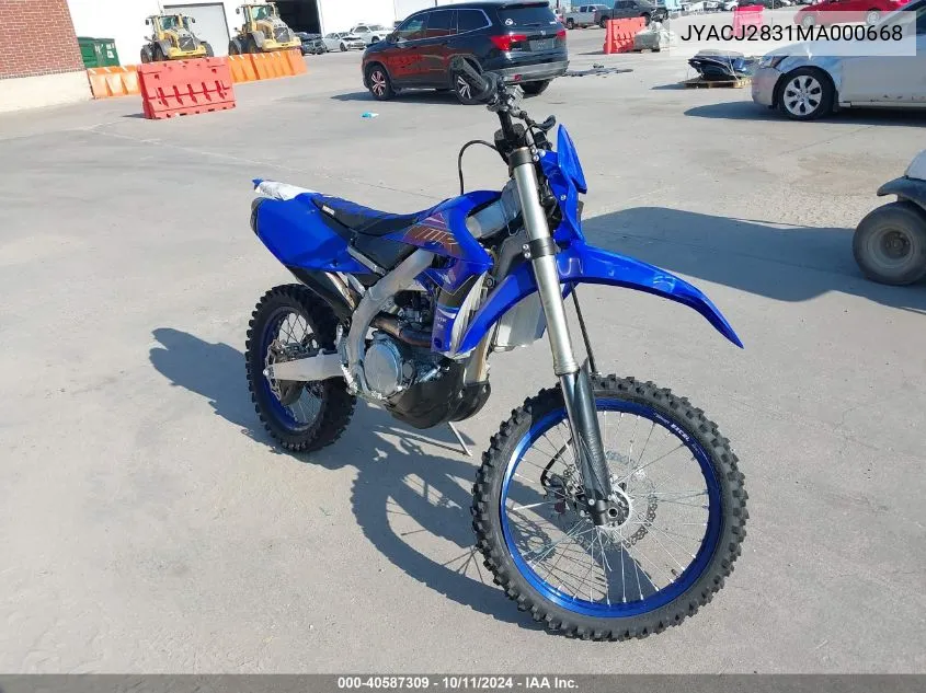 JYACJ2831MA000668 2021 Yamaha Wr450 F