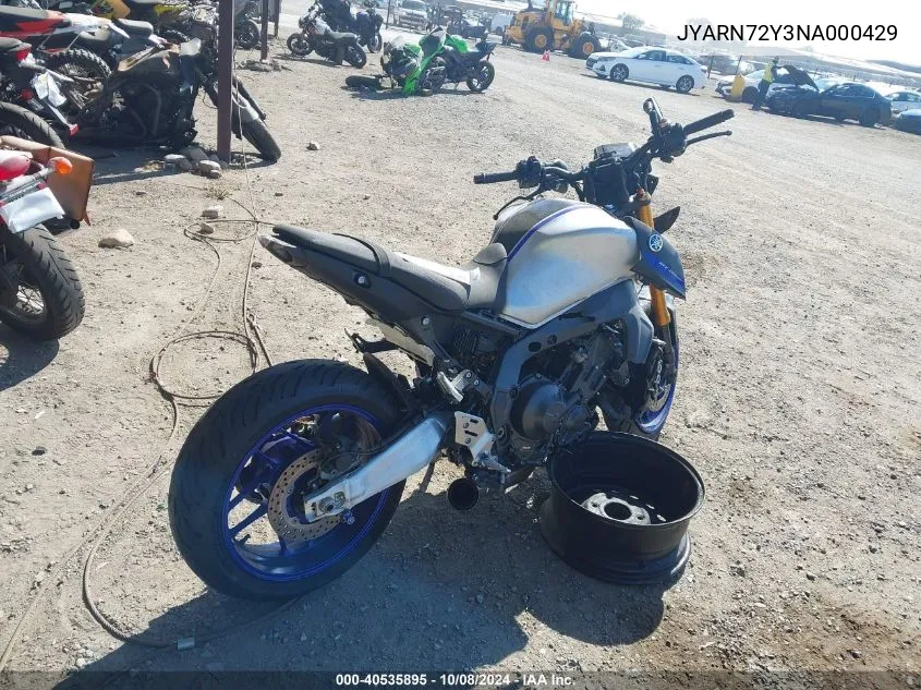 2022 Yamaha Mt09 Dc VIN: JYARN72Y3NA000429 Lot: 40535895