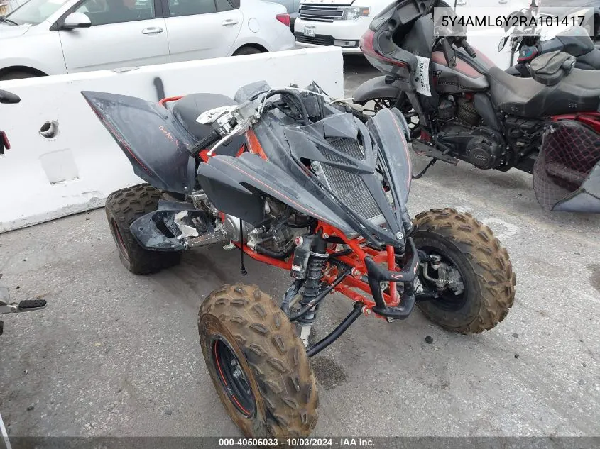 2024 Yamaha Yfm700 R VIN: 5Y4AML6Y2RA101417 Lot: 40506033