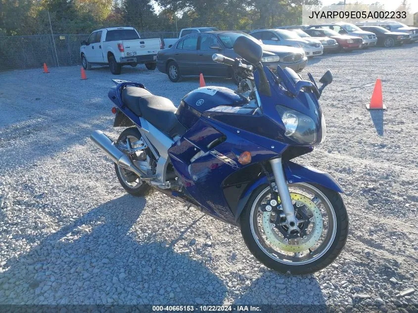 2005 Yamaha Fjr1300 A VIN: JYARP09E05A002233 Lot: 40665153