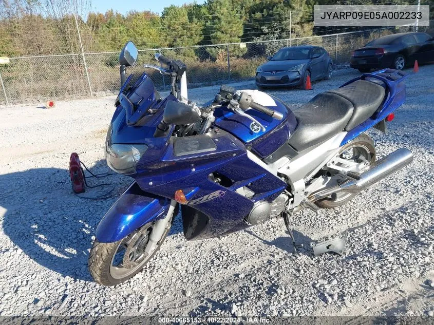 2005 Yamaha Fjr1300 A VIN: JYARP09E05A002233 Lot: 40665153