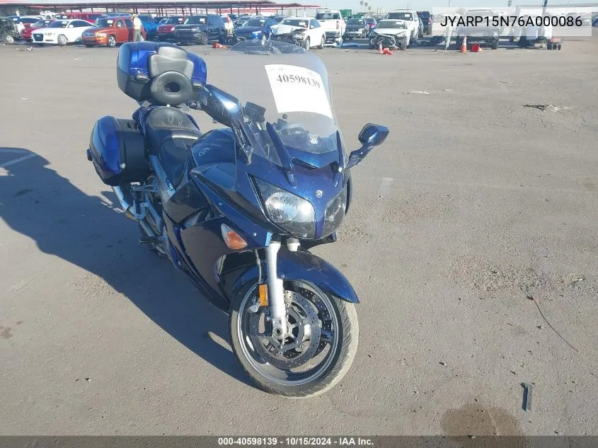 2006 Yamaha Fjr1300 An VIN: JYARP15N76A000086 Lot: 40598139