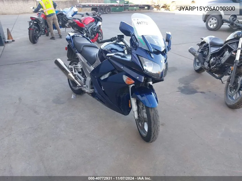 2006 Yamaha Fjr1300 VIN: JYARP15Y26A000300 Lot: 40772931