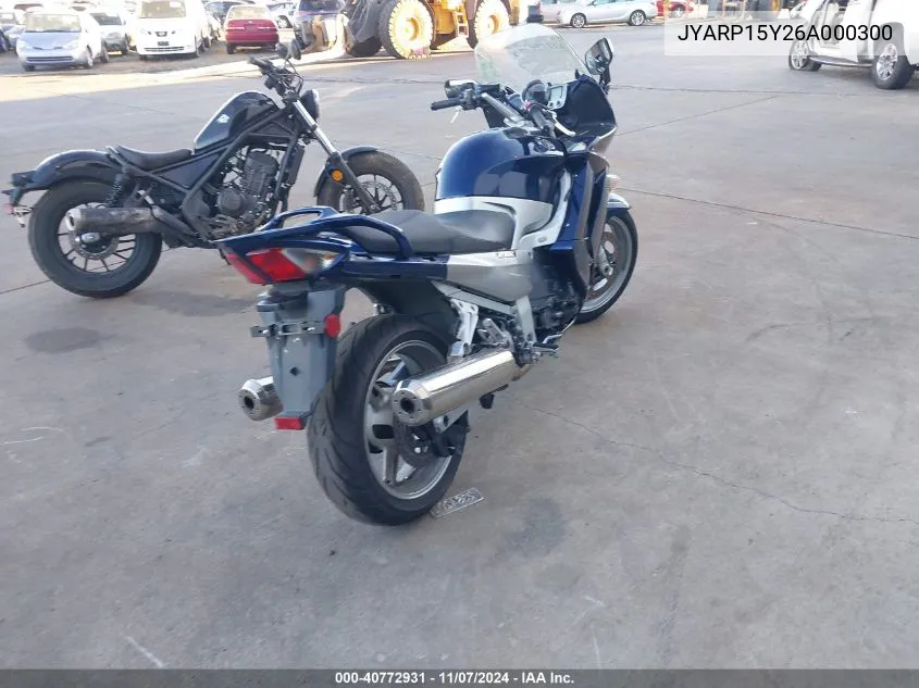 2006 Yamaha Fjr1300 VIN: JYARP15Y26A000300 Lot: 40772931