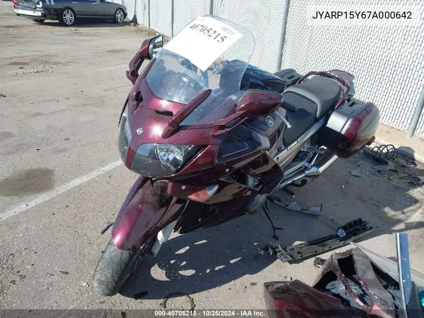 2007 Yamaha Fjr1300 VIN: JYARP15Y67A000642 Lot: 40705215