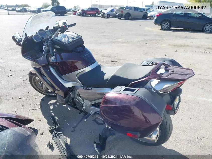 2007 Yamaha Fjr1300 VIN: JYARP15Y67A000642 Lot: 40705215