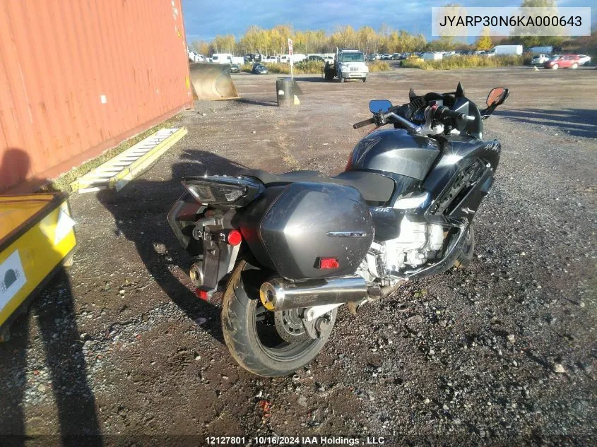 2019 Yamaha Fjr1300 Ae VIN: JYARP30N6KA000643 Lot: 12127801