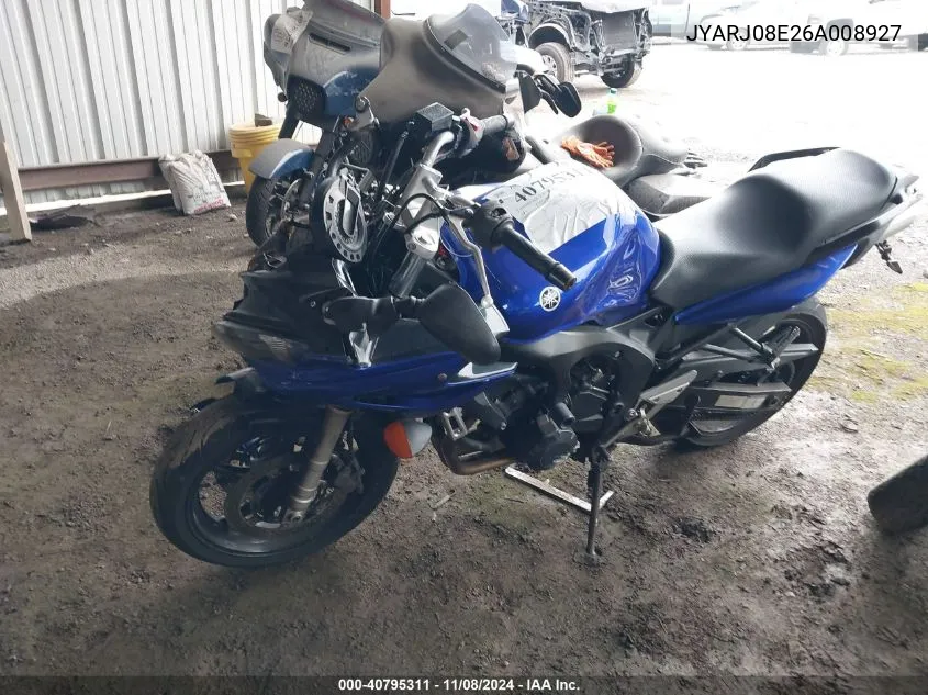 2006 Yamaha Fz6 S VIN: JYARJ08E26A008927 Lot: 40795311