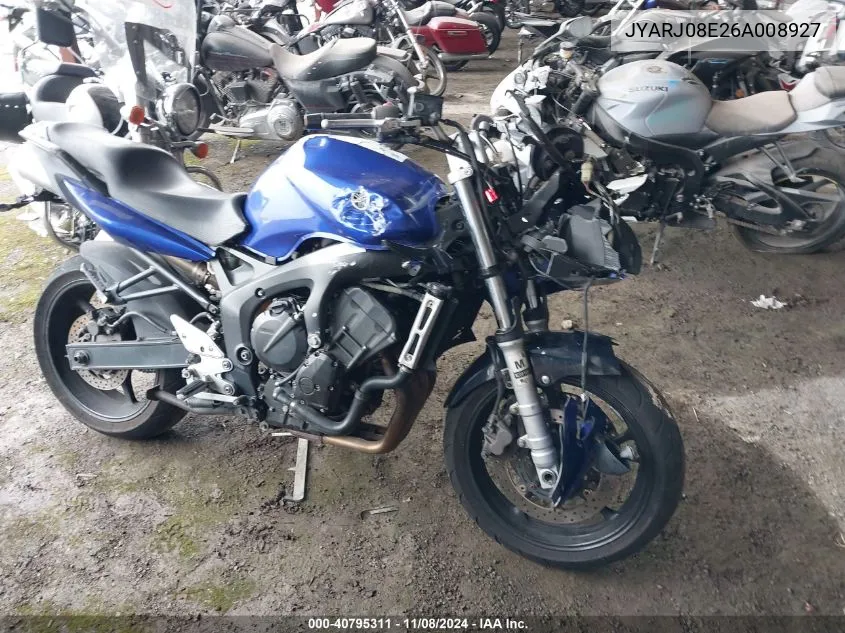 2006 Yamaha Fz6 S VIN: JYARJ08E26A008927 Lot: 40795311