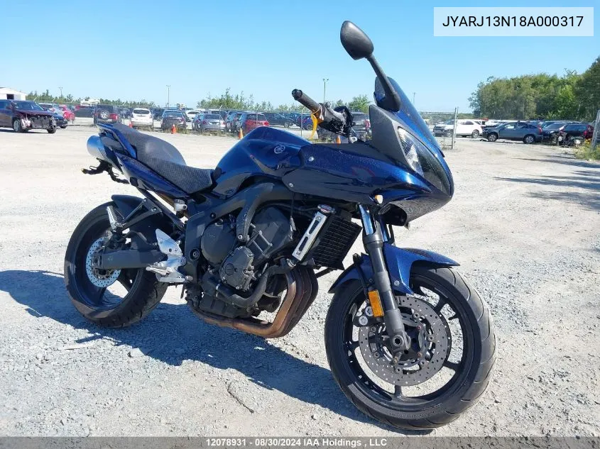 2008 Yamaha Fz6 Shg VIN: JYARJ13N18A000317 Lot: 12078931