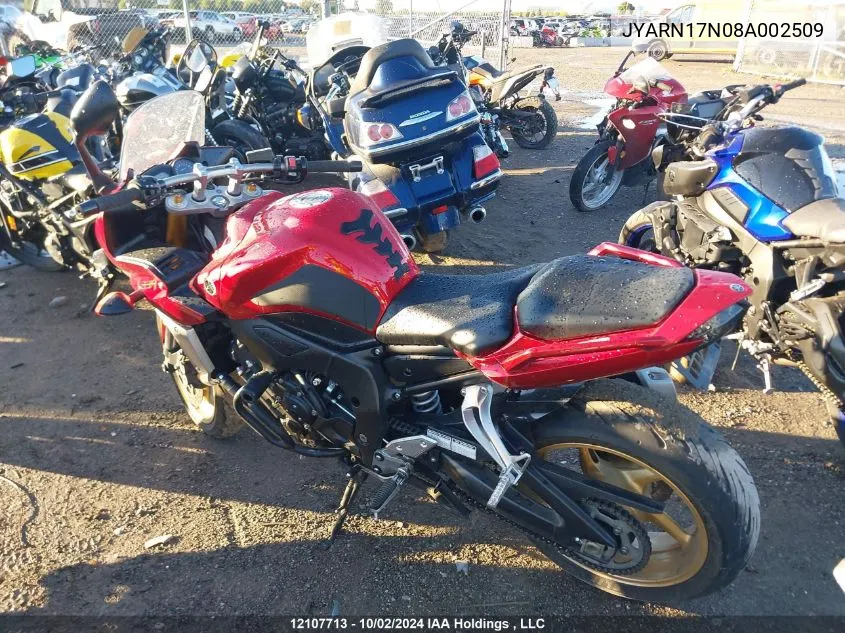 2008 Yamaha Fz1 S VIN: JYARN17N08A002509 Lot: 12107713