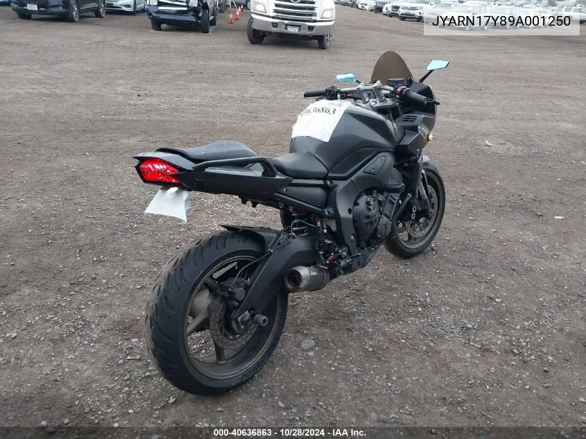 2009 Yamaha Fz1 Sc VIN: JYARN17Y89A001250 Lot: 40636863