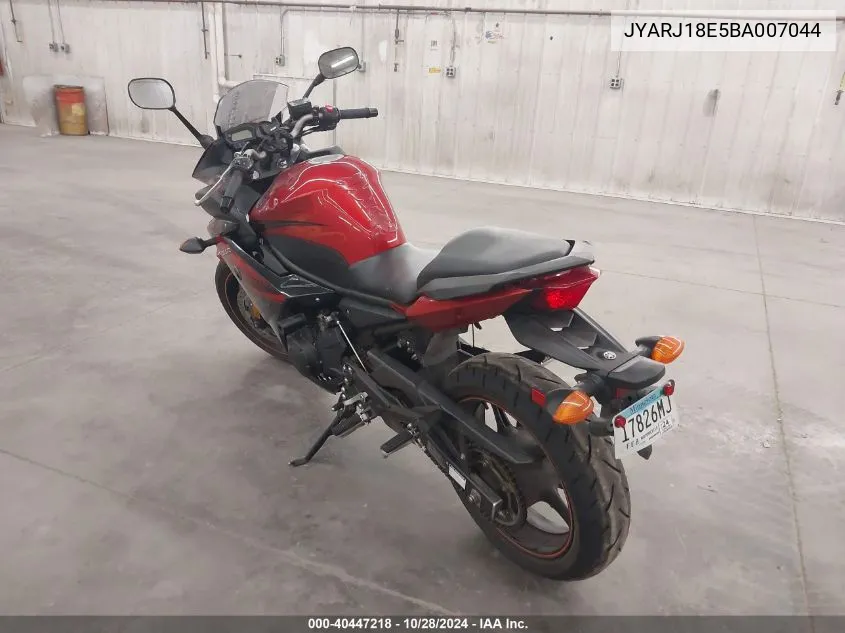 2011 Yamaha Fz6 R VIN: JYARJ18E5BA007044 Lot: 40447218