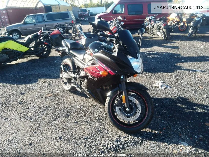 2012 Yamaha Fz6 R VIN: JYARJ18N9CA001412 Lot: 12119873