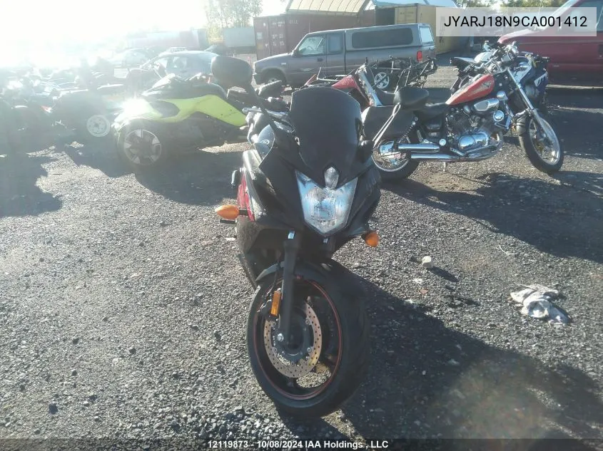 2012 Yamaha Fz6 R VIN: JYARJ18N9CA001412 Lot: 12119873