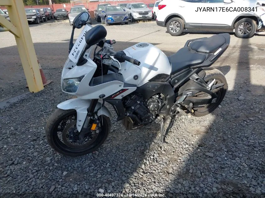 2012 Yamaha Fz1 S VIN: JYARN17E6CA008341 Lot: 40497324