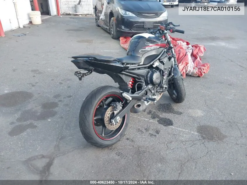 2012 Yamaha Fz6 R VIN: JYARJ18E7CA010156 Lot: 40623450