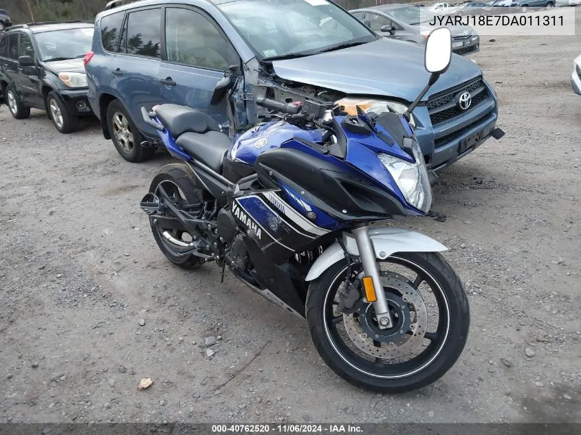 2013 Yamaha Fz6 R VIN: JYARJ18E7DA011311 Lot: 40762520