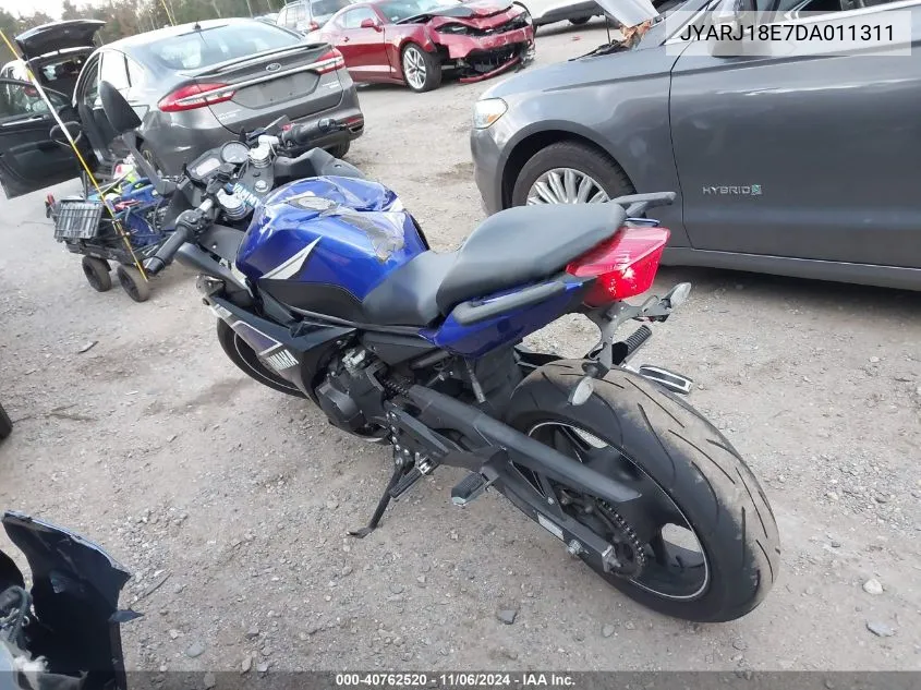 2013 Yamaha Fz6 R VIN: JYARJ18E7DA011311 Lot: 40762520