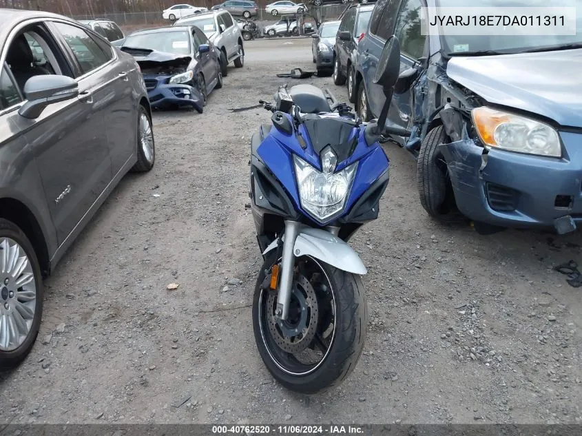 2013 Yamaha Fz6 R VIN: JYARJ18E7DA011311 Lot: 40762520