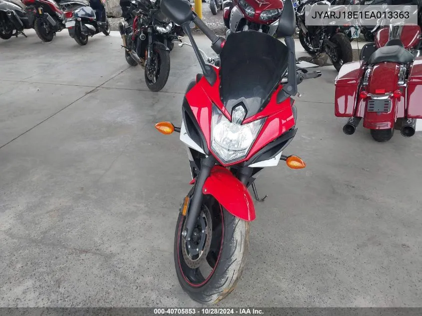 2014 Yamaha Fz6 R VIN: JYARJ18E1EA013363 Lot: 40705853