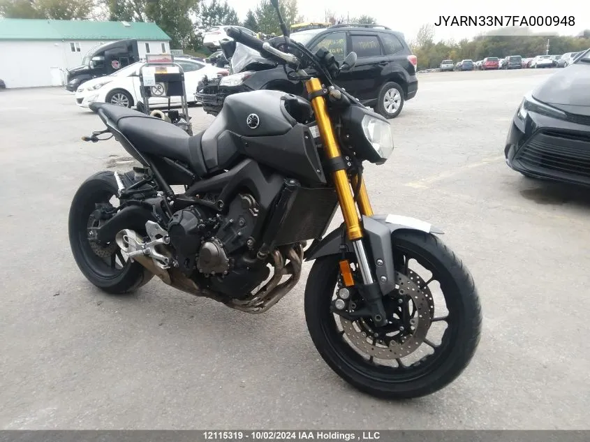 2015 Yamaha Fz09 VIN: JYARN33N7FA000948 Lot: 12115319