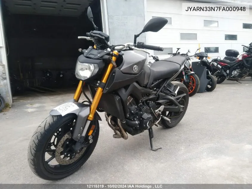 2015 Yamaha Fz09 VIN: JYARN33N7FA000948 Lot: 12115319