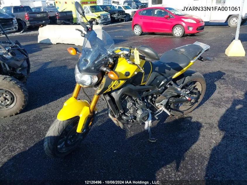 2015 Yamaha Fz09 VIN: JYARN33N1FA001061 Lot: 12120496