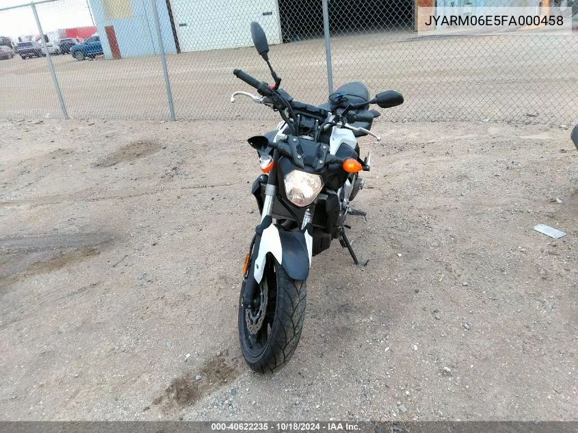 2015 Yamaha Fz07 VIN: JYARM06E5FA000458 Lot: 40622235