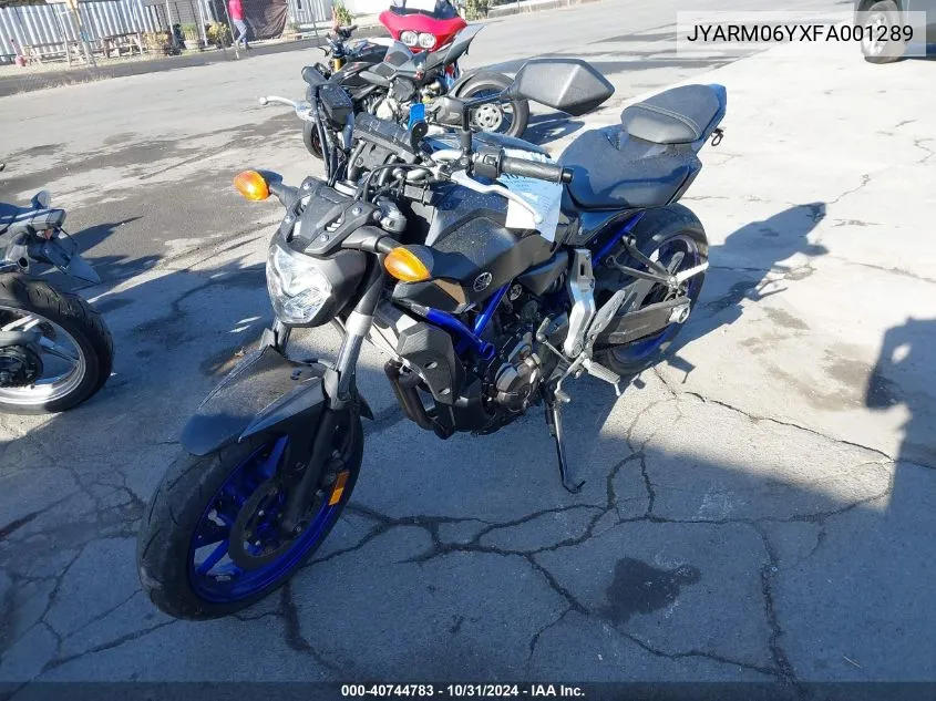 2015 Yamaha Fz07 C VIN: JYARM06YXFA001289 Lot: 40744783