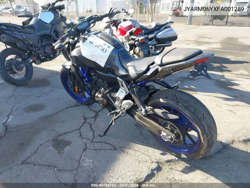 2015 Yamaha Fz07 C VIN: JYARM06YXFA001289 Lot: 40744783