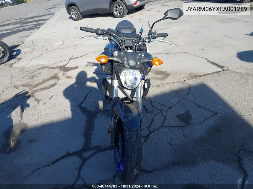 2015 Yamaha Fz07 C VIN: JYARM06YXFA001289 Lot: 40744783