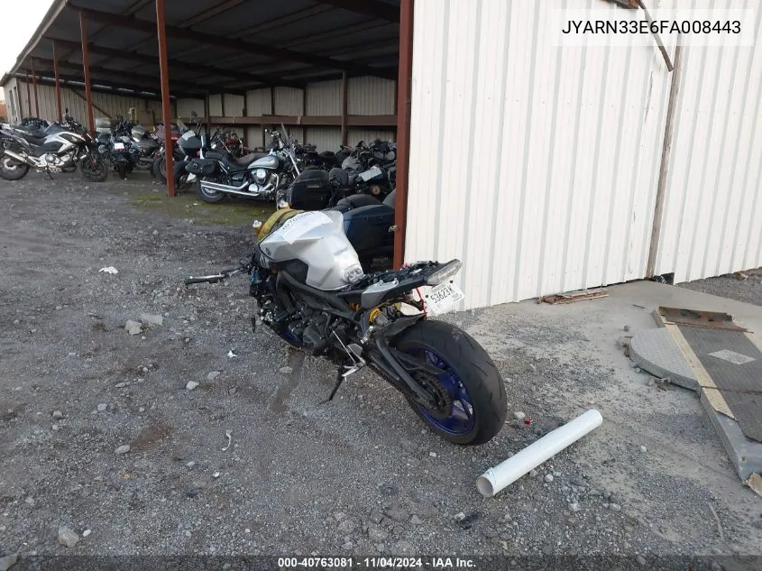 2015 Yamaha Fz09 VIN: JYARN33E6FA008443 Lot: 40763081